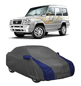 NEXTON Presents Semi-Waterproof Heavy Duty Car Body Cover with Mirror Compatible with Tata Sumo Victa All Variants (Grey and Blue).