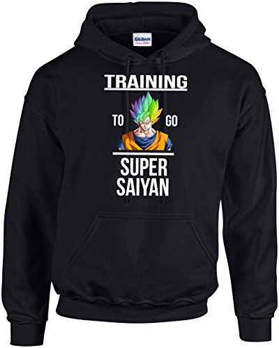 Training To Go Super Saiyan Dragon Ball Z Inspired Hoodie DBZ Goku (Small, Black)