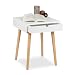 Produktbild Relaxdays Nachttisch ARVID mit Schublade, Nachtkommode, Holz, Beine natur, Nachtschrank im nordischen Design, HBT: ca. 50,5 x 40 x 40 cm, weiß