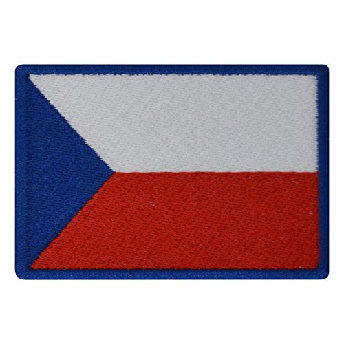 FanShirts4u Aufnäher – TSCHECHISCHE Republik – Fahne – 8 x 5,5cm – Flagge Wappen Bestickt Patch Badge (Blaue Umrandung)