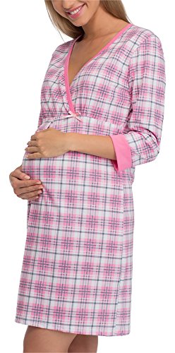 Cornette Premamá Camisón Lactancia Vestido de Casa Mujer 652/17 (Rosa/Gris, S)
