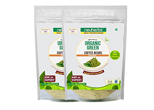 Neuherbs 100% Natural Organic Green Coffee beans Powder ( Decaffeinated & Unroasted Arabica Coffee) - 200g ( Pack of 2 ) RS.449 (55.00% Off) - Amazon