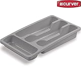 Curver Besteckkasten Besteckkasten Mit 4 Fächern Für mehr Ordnung in der Schublade Größere und kleinere Fächer vorhanden Produktmaße: (LxBxH): 33 x 20 x 6 cm Spülmaschinengeeignet Material: Polyethylen Gewicht: ca. 150 g Farbe: grau