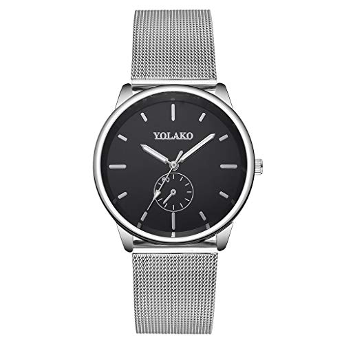 Preisvergleich Produktbild Luckhome Herren Analog Quarz Uhr Mit Edelstahl Edelstahlgürtel-Armbanduhr Einfacher Spiegelquarzuhr Edelstahlgürtel Einfache Spiegel Quarzuhr MänneruhrB