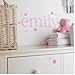 Personalised Name Wall Letter Stickers, Pink Polka A, 10-16 cm high. Each letter comes with two separate flower stickers. A-Z a-z &. Price is per letter.