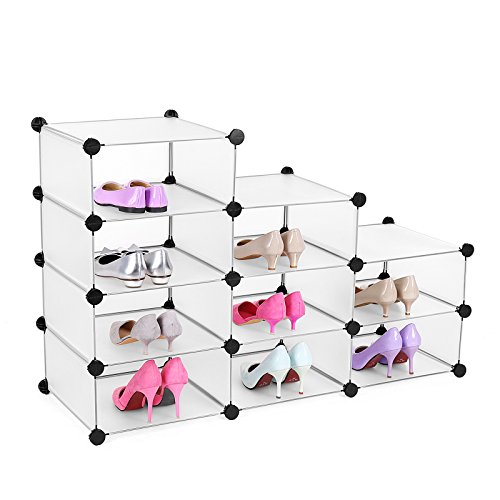 Songmics 5 Ebenen Schuhregal Schuhschrank Schuhablage Schuhständer Regalsystem Weiß 90 x 76 x 37 cm LPC20W - 4