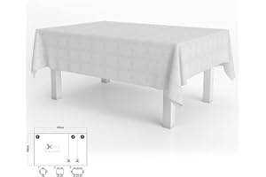 ORYX Mantel Hule Muleton Rectangular Blanco Impermeable Antimanchas PVC 140x250 cm. Recortable Uso Interior y Exterior