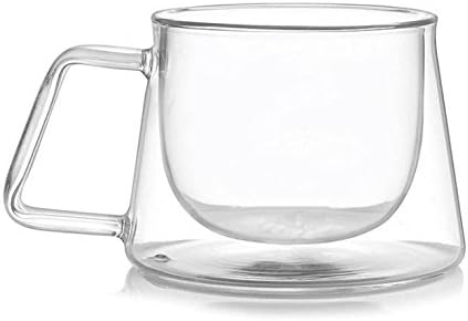 2 Coffee Mugs/set Double Wall Insulated Glass Clear Cup 7 Ounce （200ML）