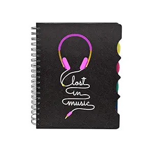 YaYa cafe Printed Wirebound Notebook Motivational Quote Lost in Music - A5 Size,70 GSM,300 Ruled Pages