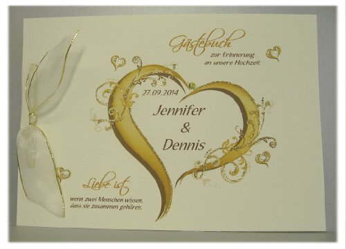 Gästebuch zur Hochzeit mit Namen 10008 in champagner