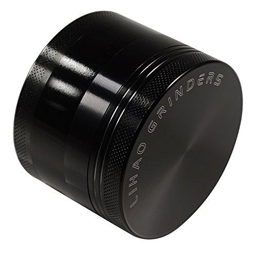 LIHAO Pollen Grinder 2.5″ Aluminium 4 teiliger Crusher für Tabak,Spice,Herb,Gewürze,Kräuter Set mit Schaber (Schwarz) - 6