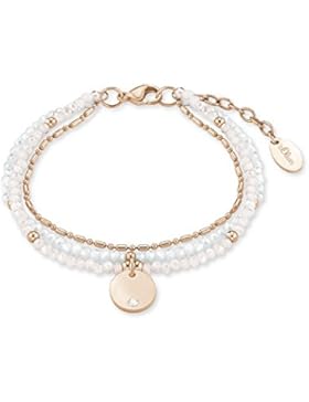 s.Oliver Damen-Armband 17+3 cm verstellbar Edelstahl IP Rose Glassteine weiß rosa Swarovski Kristall
