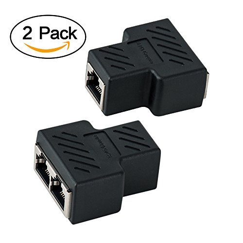 RJ45 Koppler, MACTIS 2 Stück Cat7 Cat6 Cat5 Cat5e RJ45 8P8C Netzwerk Keystone Jack Inline Koppler Female auf 2 Female LAN Netzwerk Ethernet Splitter Connector (Schwarz)
