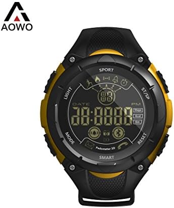 AOWO X7 Bluetooth Digital Smart Watch IP68 Waterproof 5ATM Call SMS Notification Sport Smartwatch Mens with LED Backlight for Android IOS iPhone (Orange)