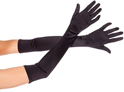 Half Flower Bridal Black Costume Gloves for Brides Women Evening Party 21" Long Satin Finger Gloves