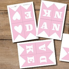 PDF Wimpelkette zum selbst Drucken & Basteln / Schriftzug: „Danke“ Girlande zur Hochzeit rosa mit weißem Schriftzug - 2