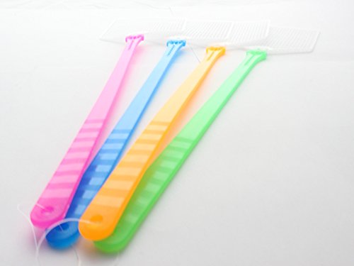 Fliegenklatsche 4 Stück farblich bunt sortiert 44cm x 10cm KLatsche 10 x 13cm mit Zacken zum Entfernen der Fliege