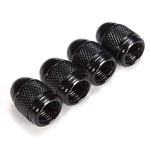 Preisvergleich Produktbild Behavetw Universal-Reifenventilkappen, 4 Stück, Aluminiumlegierung, für Auto / Fahrrad, aufblasbare Ventilkappen, kugelförmiger Ventilkern, Abdeckung für Autoreifen, Schwarz