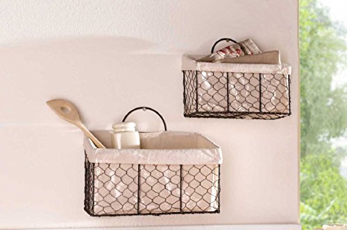 SIDCO ® 2er Wandkorb Metall Wandregal Körbchen Drahtkorb Metallkorb Hängekorb Landhaus - 2