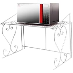 Etagère Micro-ondes en Métal Amovible Rangement Cuisine de Service Meuble (Blanc)-Dazone ®