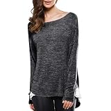 Panel de Encaje Informal para Mujer Pullover asimétrico Camiseta de Manga...