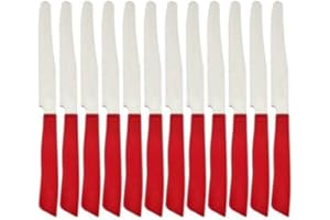 Anna Flowers Blister 12 Pezzi Coltello Tavola 11 cm Manico Rosso (Rosso)