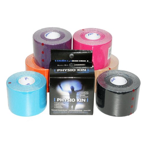 Pharma[+] 6 Rotoli kinesio Tape Marca Physio KIN Colori a Scelta cm 5x5 m neuromuscolare elasto Taping in Scatola Singola