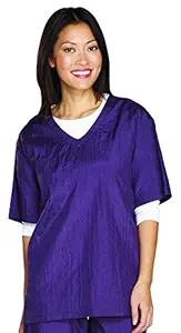 Top Performance V-Neck Grooming Smocks - Comfortable Pull-Over Nylon Tops for Professional Pet Groomers - Small, Plum