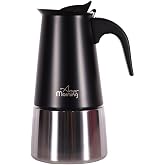 Any Morning FE001-6 Espresso Kahve Makinesi Paslanmaz &Ccedil;elik İnd&uuml;ksiyonlu Moka Pot 300 Ml Siyah