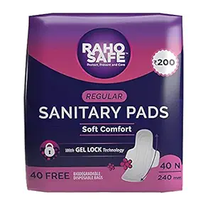 Vagmi Raho Safe Sanitary Pads - Regular (240 mm) | Gel Lock Technology & 5 Layer Protection | Leak Proof & Optimum Coverage | With Disposable Bags