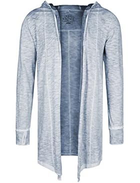 Urban Surface Langer Herren Cardigan mit Kapuze | Lange Strickjacke ohne Verschluss