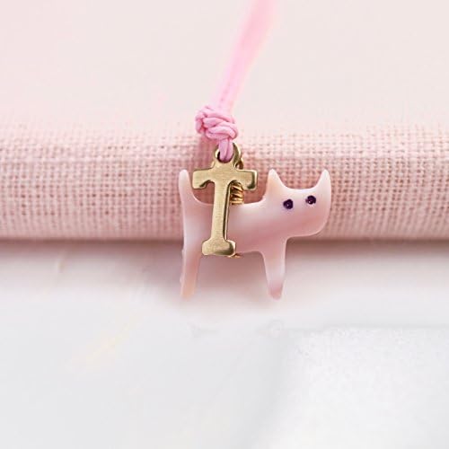 Personalised friendship bracelet for cat lover, mother of pearl charm,handmade bracelet