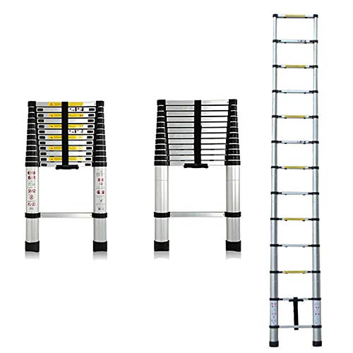 3.8m (12.5FT) Multi-Purpose Portable Ladders for Outdoor Indoor Aluminium Telescopic Extension Extendable Builders Steps Ladder