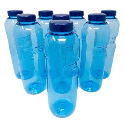 SAXONICA Trinkflasche aus Tritan 8 x 1 Liter ohne Weichmacher BPA frei (Bisphenol A frei) für Wasser, Milch oder Saft
