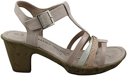Ladies Sprox Faux Leather Peep Toe Sling Back T Bar Wood Effect Mid Block Heel Sandals Shoes Size 3-8 (UK 7, Nude)