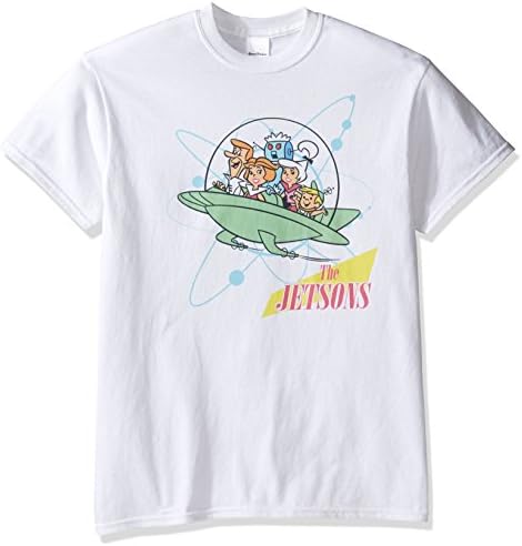 The Jetsons Men's Space Car T-Shirt, White, Medium