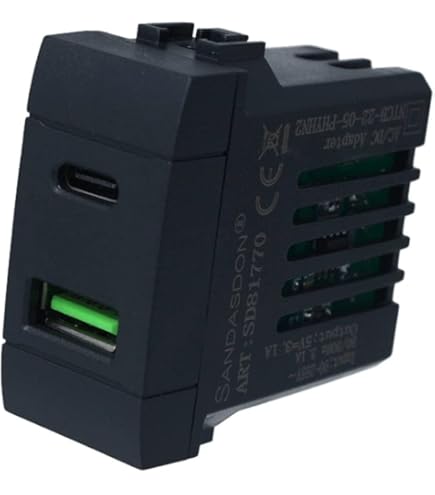 Caricabatterie USB AC, 2 Porte, 3.4A  17W , Con Presa Di Alimentazione Shuko 486622376