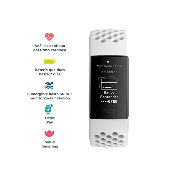 Fitbit Charge 3 Pulsera Avanzada de Salud y Actividad física, Unisex-Adult, Blanco Hielo/Aluminio Color Grafito, Talla… - Image 5
