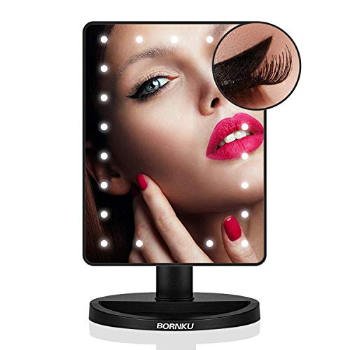 Bornku Espejo (Iluminado, 10 Posiciones B91 maquillarse con iluminación Mediante Touch de Interruptor, 21 ledes, de Ultra Alta definición Falter Bar LED Espejo