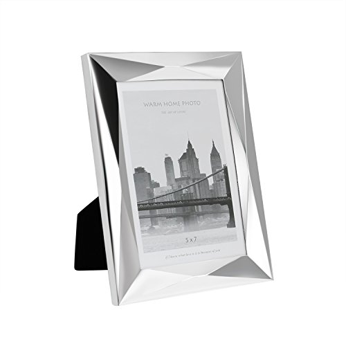 Marco de fotos de 5 x 7 cm independiente y montable en la pared con certificado o marco de fotos vertical y horizontal, hecho de galvanizado plateado y cristal de alta definición con alfombrilla