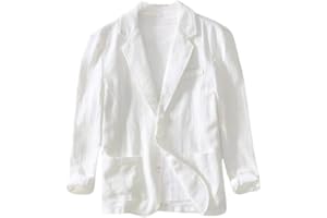 ITHPBVHP Chaqueta Informal Tipo Blazer para Hombre, De Lino Y Algodón, Transpirable, De Corte Regular, Deportiva, con Cuello Vuelto, Ligera, con Dos Botones, para Verano