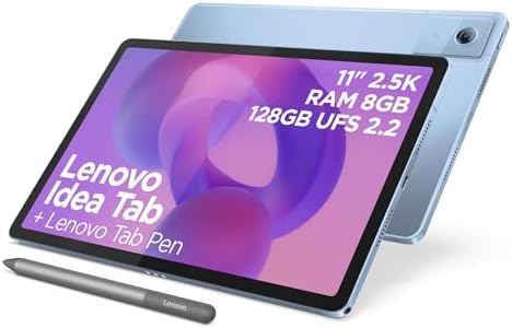 Lenovo Idea Tab Tablet 11" 2.5K (2560x1600) 90Hz IPS, 8GB RAM, 128GB, WiFi, Lenovo Tab Pen Inclusa, MediaTek Dimensity 6300, Android 15, Ideale per Studio, Appunti e Intrattenimento