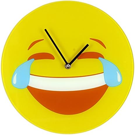 Emotiworld Collection Large 30cm Glass Quartz Wall Clock "Crying Laugthing"