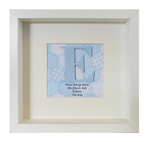 Personalised New Baby's Initial Box Frame Blue