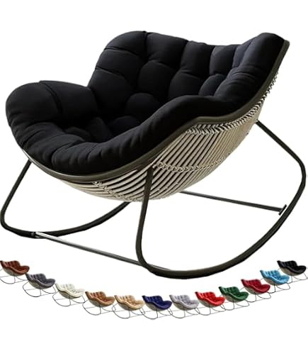 Coussin pour Fauteuil à Bascule - Coussin de rechange pour fauteuil à bascule pivotant en sergé doux, épais et solide - Gris - Maison