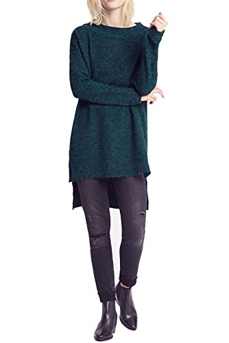 Ex Marks & Spencer M&S Dark Teal Green Long Fluffy Wool Jumper Side Splits RRP £40