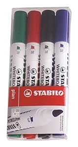Набор маркеров для белой доски Stabilo 4цв клин/жало п/у (4006381167369)