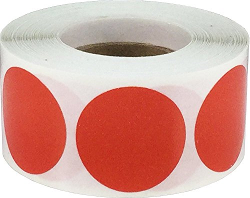Rojo Circulo Punto Pegatinas, 25 mm 1 Pulgada Redonda, 500 Etiquetas en un Rollo