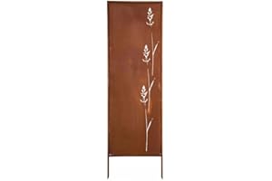 KPGA KAPAGA HOME & GARDEN Kapaga - Paravent Métal - 160 cm x 50 cm - Corten - Effet Rouillé Paravent pour Jardin - Élément de Paravent - Mur de Protection - Décoration de Jardin - Clôture - Rouille (Fleurs)
