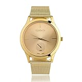 Damen Fashion Uhren, Keepwin Frauen Casual Maschengürtel Armbanduhr Elegant Simple Edelstahl Analog Quartzuhr (Golden)